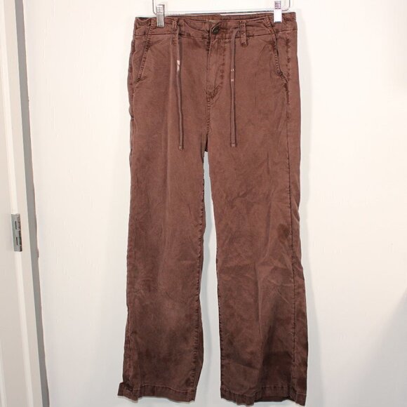 PAIGE Carly Tie High Waist Ankle Wide Leg Jeans Size 27 Brown - Picture 1 of 4
